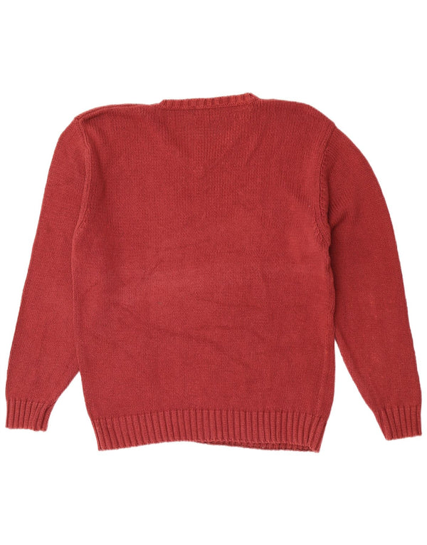 Vintage herre V-hals sweater XL rødbrun bomuld
