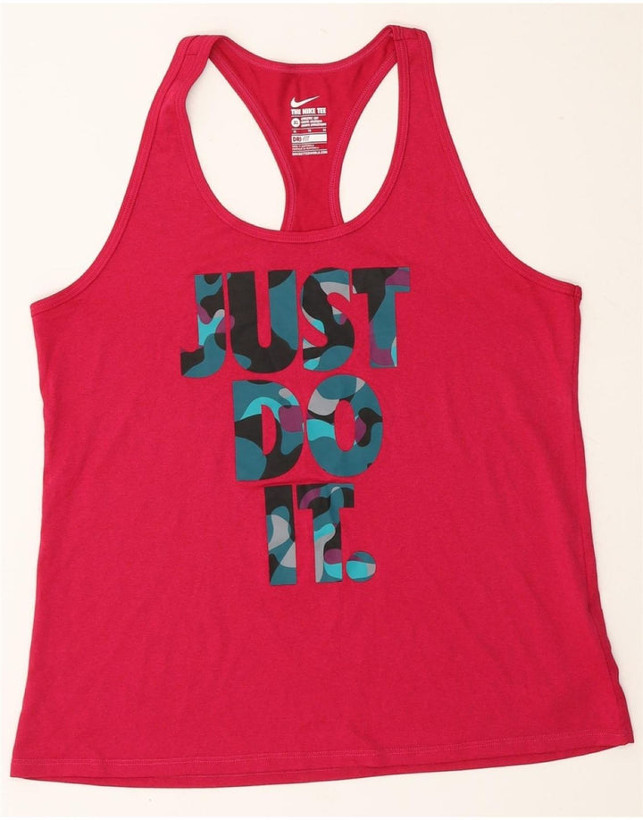 NIKE Womens Dri Fit Graphic Vest Top UK 18 XL Red Polyester Vintage Nike and Second-Hand Nike from Messina Hembry 
