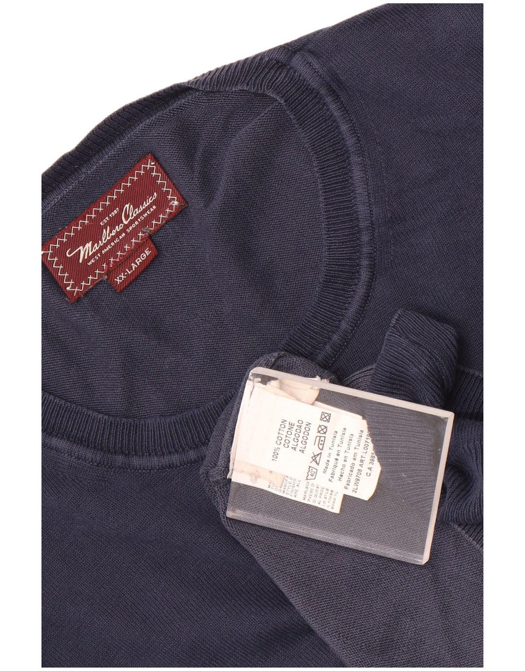 Marlboro Classics Herre Crew Neck Jumper Sweater 2XL Navy Blue Bomuld