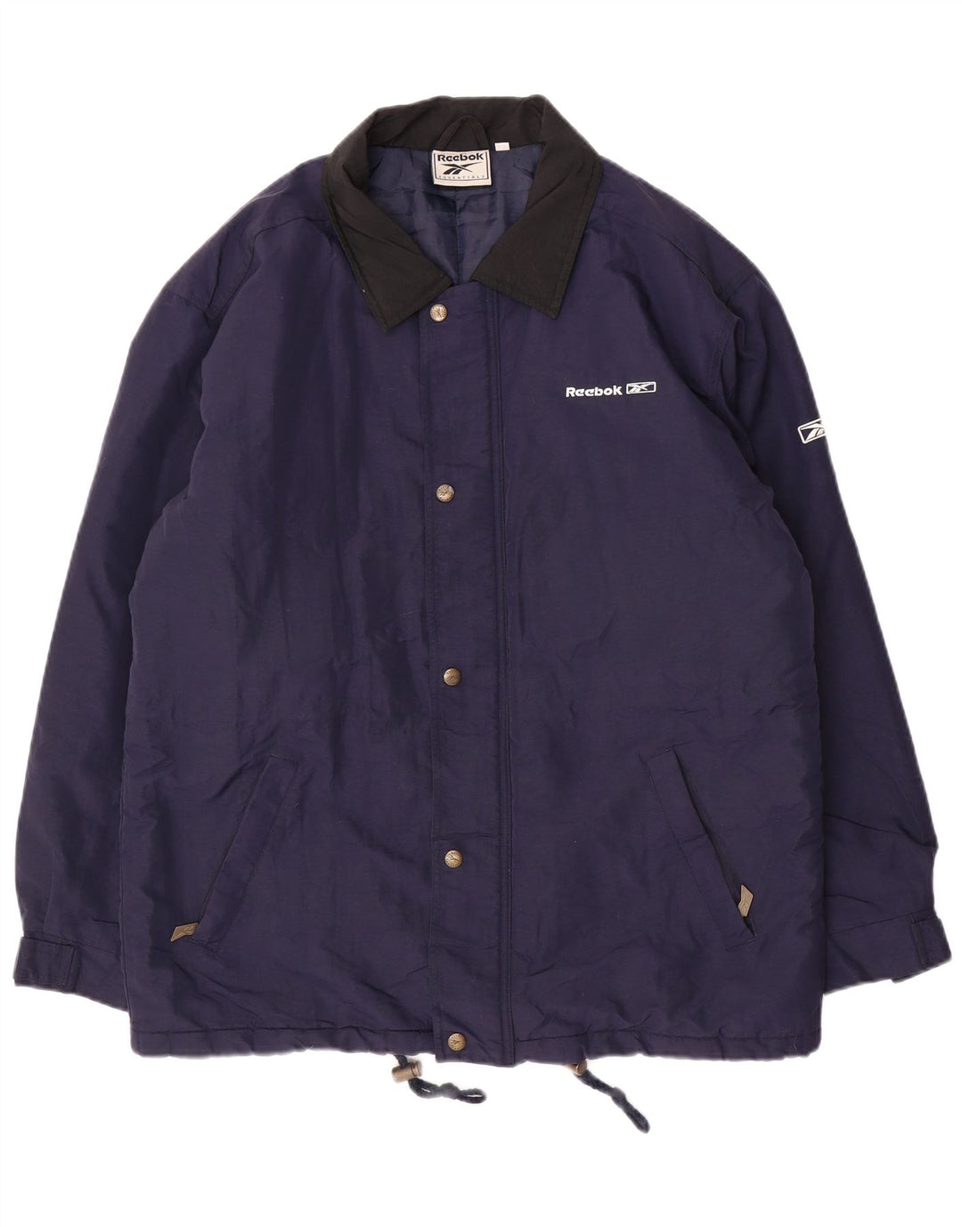 REEBOK Herre Loose Fit Windbreaker Jacket UK 36 Small Navy Blue Nylon