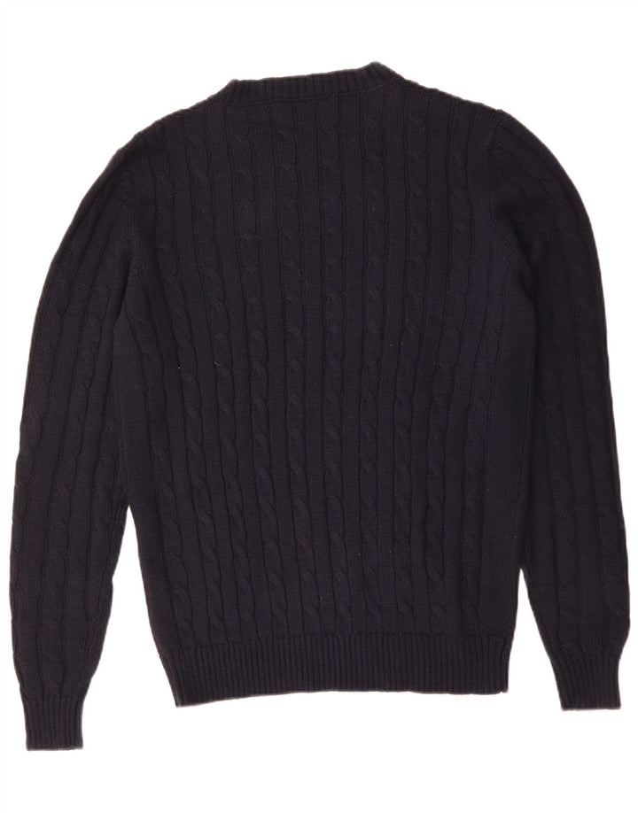 Vintage herre rund hals sweater medium marineblå akryl