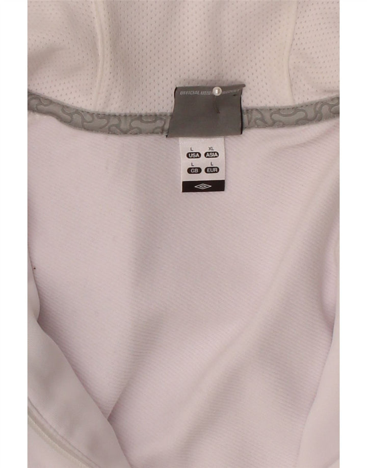 UMBRO Mens Graphic Zip Hoodie Sweater Large White Colourblock Polyester Vintage Umbro and Second-Hand Umbro from Messina Hembry 