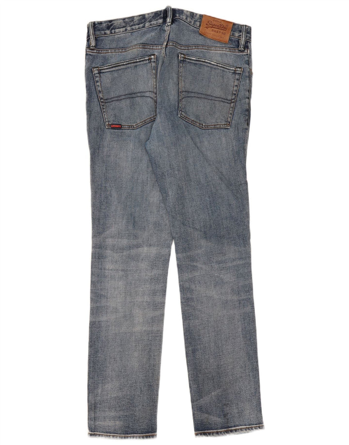 Superdry Men Distressed Straight Jeans W33 L32 Blå Bomuld