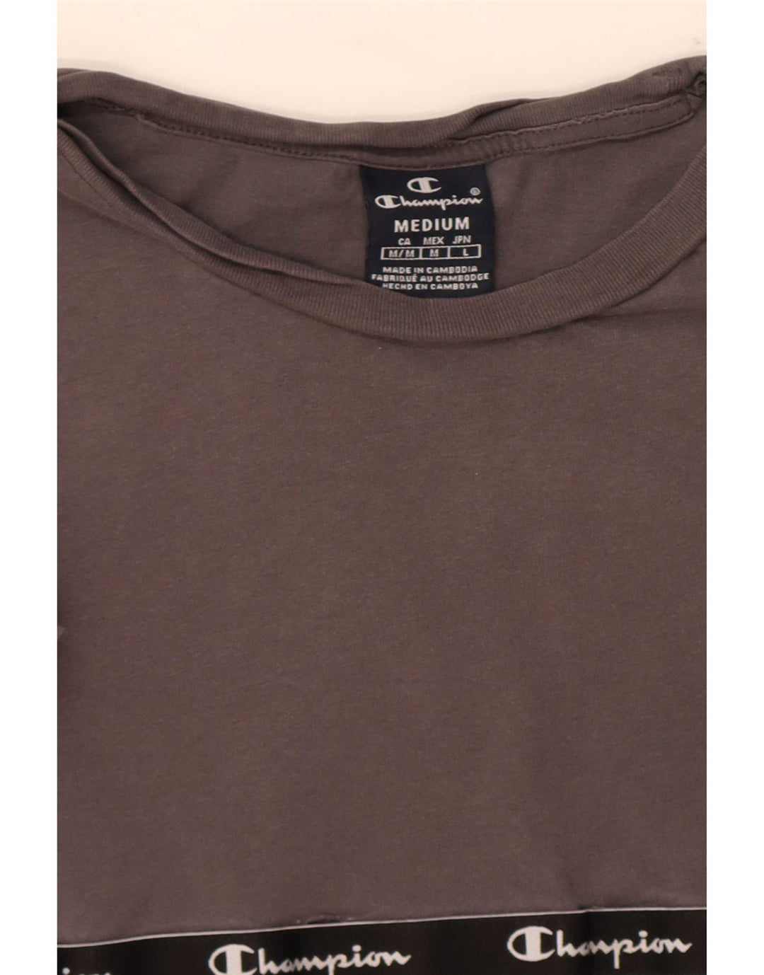 Champion Dame Grafisk T-Shirt Top UK 14 Medium Grey Colourblock
