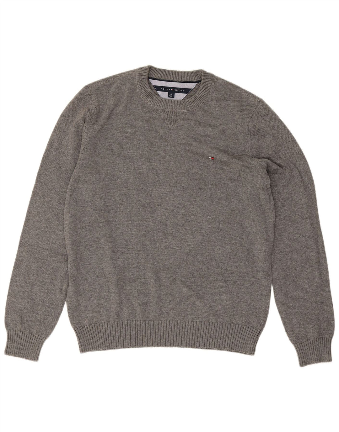 Tommy Hilfiger Herre Crew Neck Jumper Sweater Stor Grå Bomuld