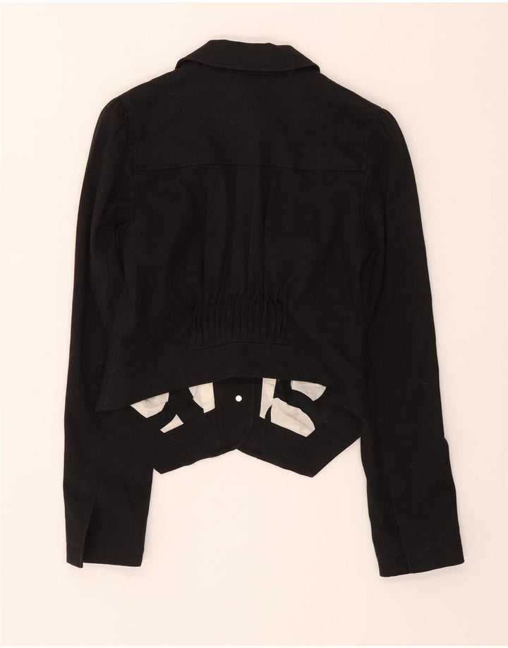 Armani Dame 3-knaps Crop Blazer Jacket UK 12 Medium Sort Bomuld