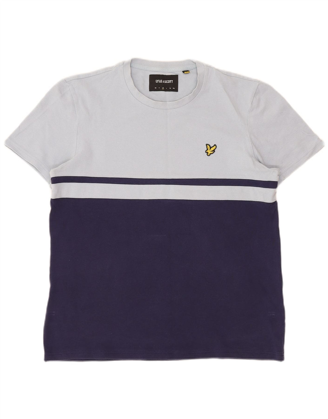 Lyle & Scott Herre T-shirt Top Medium Marineblå Colourblock Bomuld