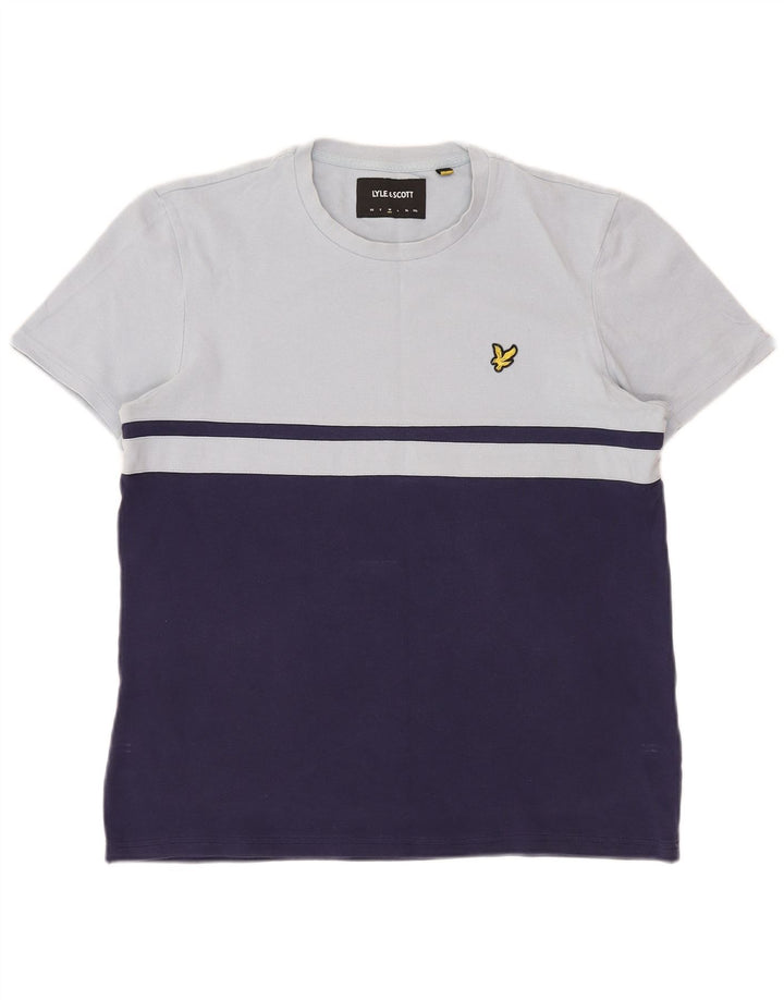 Lyle & Scott Herre T-shirt Top Medium Marineblå Colourblock Bomuld