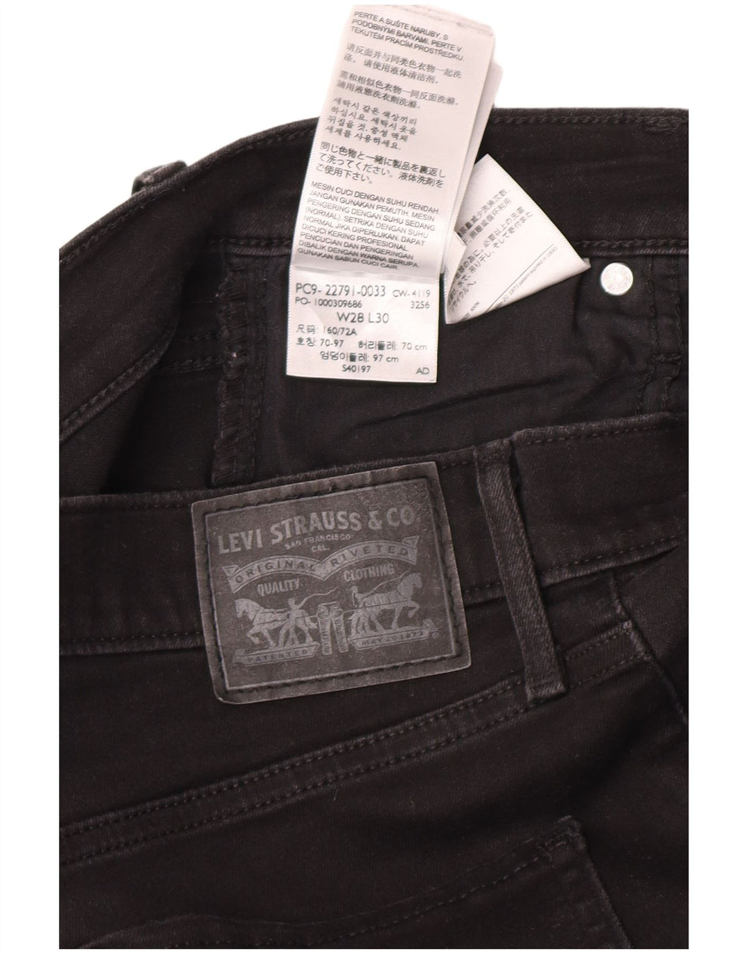 Levi's skinny jeans til kvinder W28 L30 sort bomuld