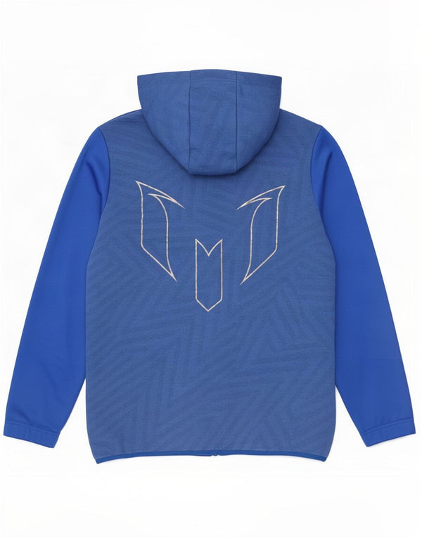 Adidas drenge MESSI grafisk hættetrøje med lynlås 15-16 år blå polyester