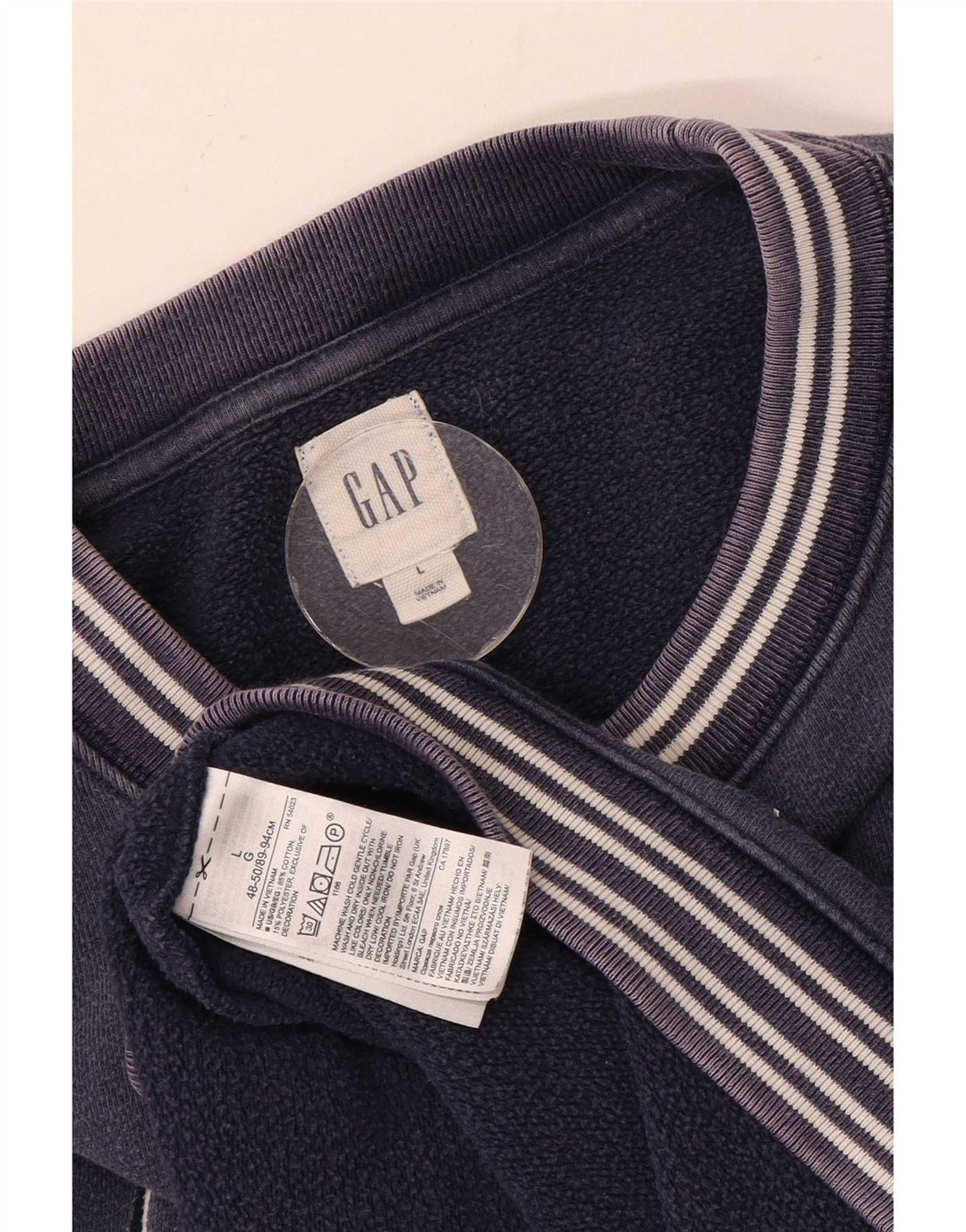 Gap Herre Grafisk Sweatshirt Jumper Stor Marineblå Stribet Bomuld