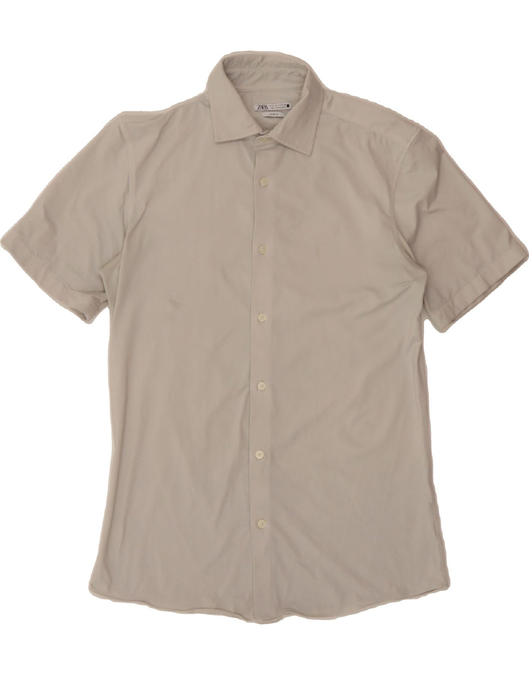 ZARA Mens Slim Fit Short Sleeve Shirt Small Grey Vintage Zara and Second-Hand Zara from Messina Hembry 