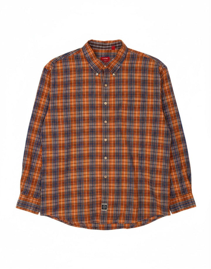 IZOD Mens Big & Tall Shirt 2XL Orange Check Cotton