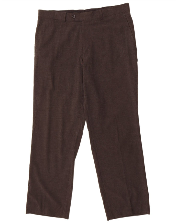 Zara Straight Suit Bukser til mænd EU 46 XL W36 L29 Grå Polyester