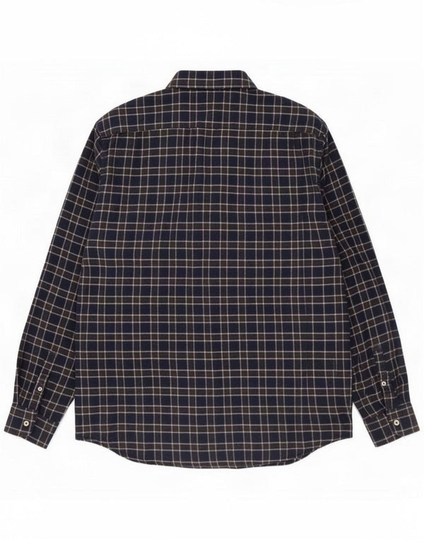 Carrera Mens Regular Fit Flannel Shirt 2XL Navy Blue Check Cotton