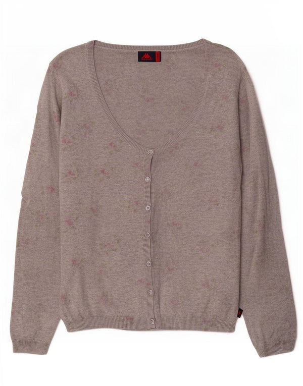 Kappa kvinders abstrakt mønster cardigan sweater UK 14 medium grå bomuld