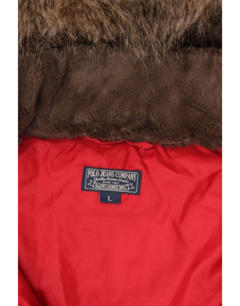 RALPH LAUREN Womens Hooded Padded Gilet UK 16 Large Red Nylon Vintage Ralph Lauren and Second-Hand Ralph Lauren from Messina Hembry 