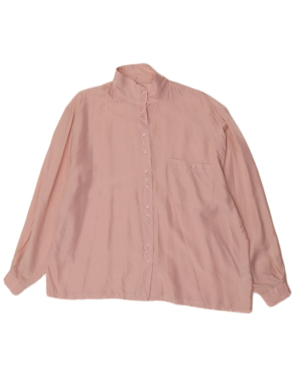 Vintage Dame Oversized Skjorte Bluse IT 44 Medium Pink Silke