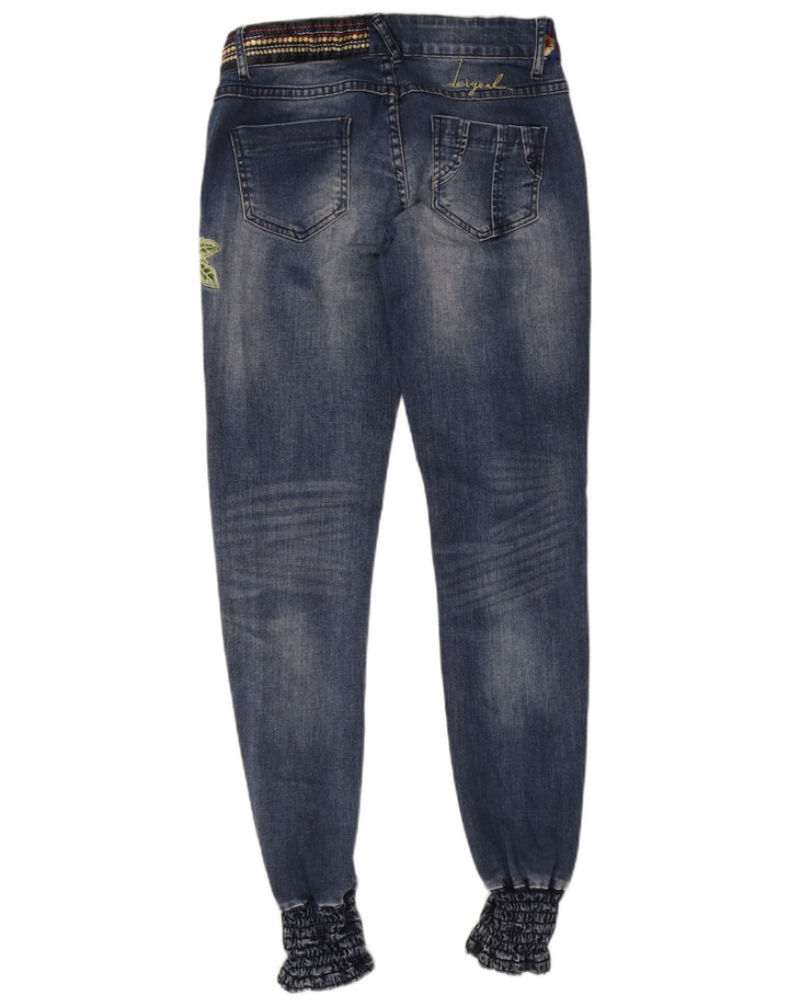Desigual Graphic Joggers Slim Jeans til kvinder W28 L32 Blå Polyester
