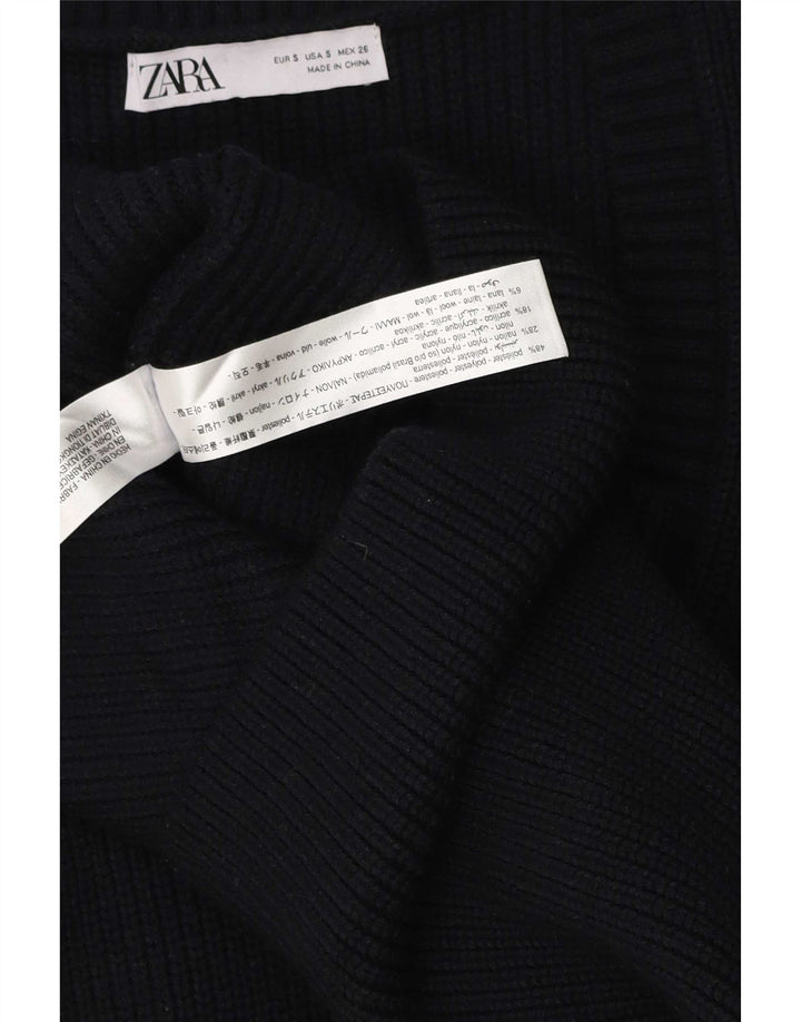 Zara Dame Sleeveless Jumper Dress UK 10 Small Navy Blue Polyester