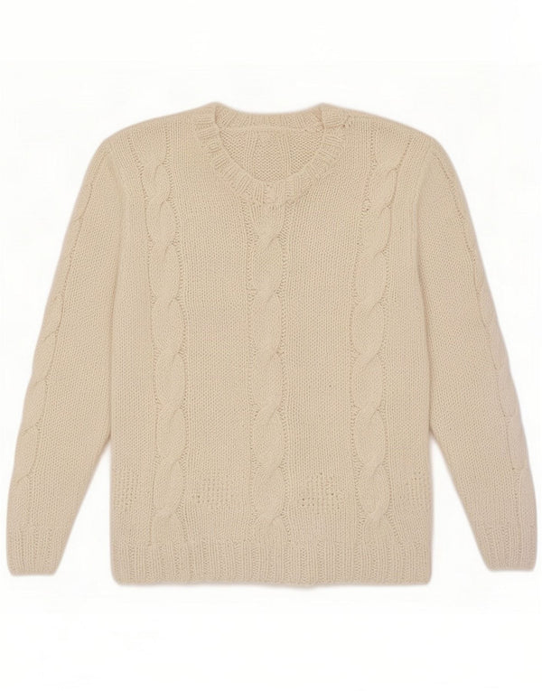 Vintage Dame V-hals sweater UK 8 Small White Cotton
