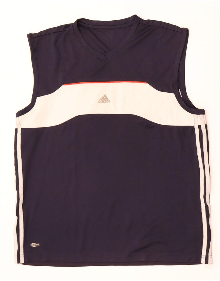 Adidas Herre Climacool Vest Top Medium Navy Blue Colourblock Polyester