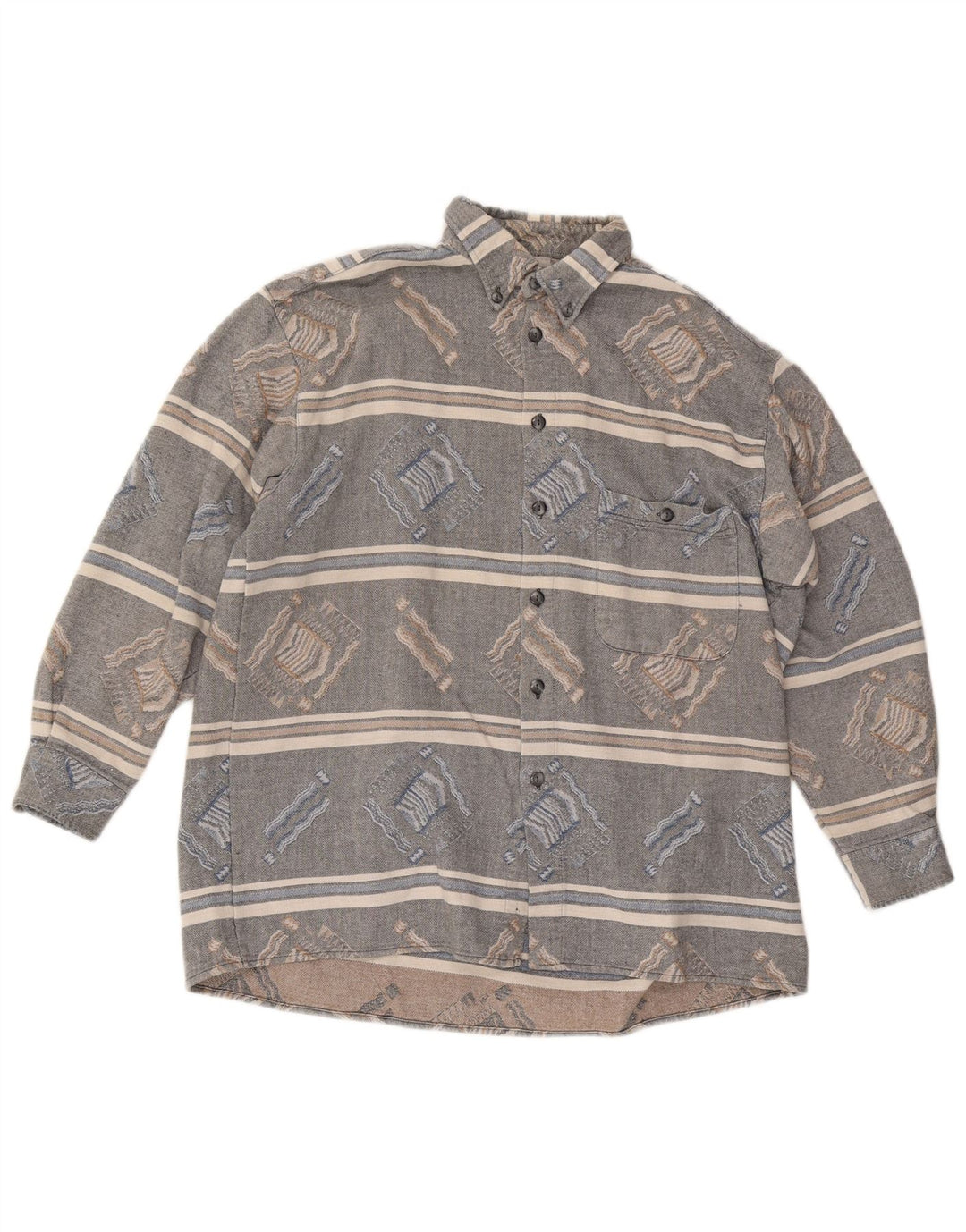 Vintage herre flannel skjorte stor grå stribet