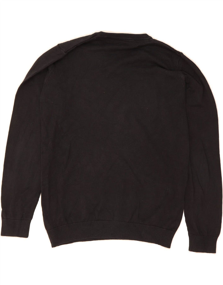 MARKS & SPENCER Boys V-Neck Jumper Sweater 13-14 Years Black Cotton Vintage Marks & Spencer and Second-Hand Marks & Spencer from Messina Hembry 