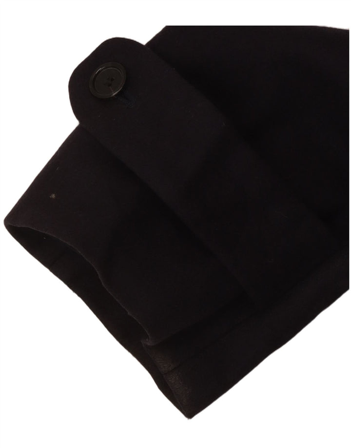 French Connection Herre Trench Coat UK 38 Medium Navy Blue Virgin Wool