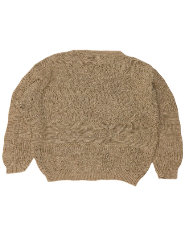 Benetton Herre Loose Fit Boat Neck Jumper Sweater IT 48 Medium Beige Bomuld