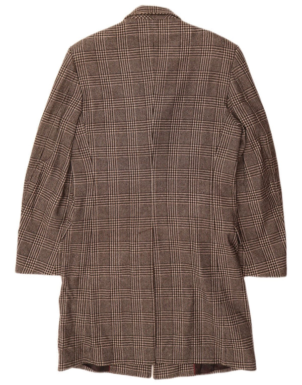 Zara Herre Overfrakke UK 38 Medium Brown Houndstooth Viscose