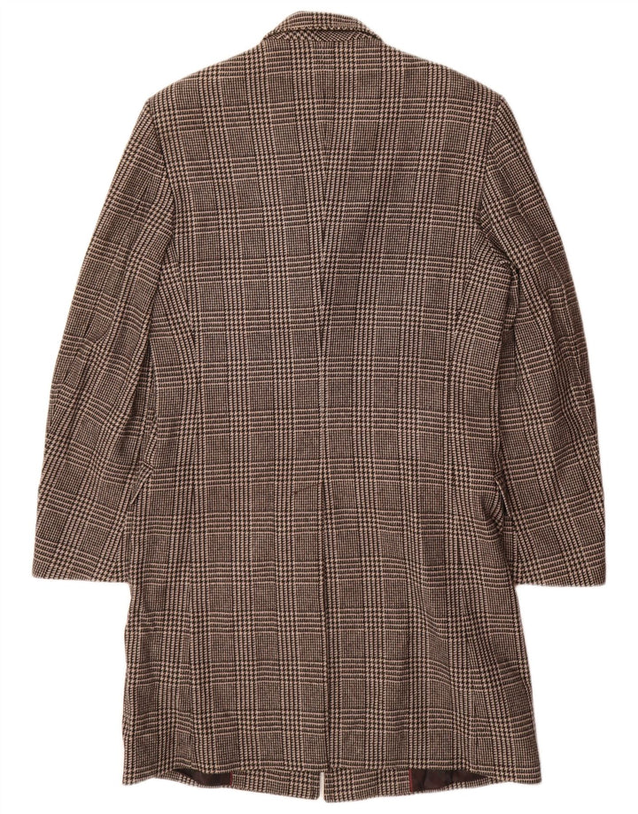 Zara Herre Overfrakke UK 38 Medium Brown Houndstooth Viscose
