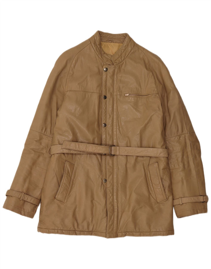 Vintage Herre Læderjakke IT 48 Medium Beige Læder