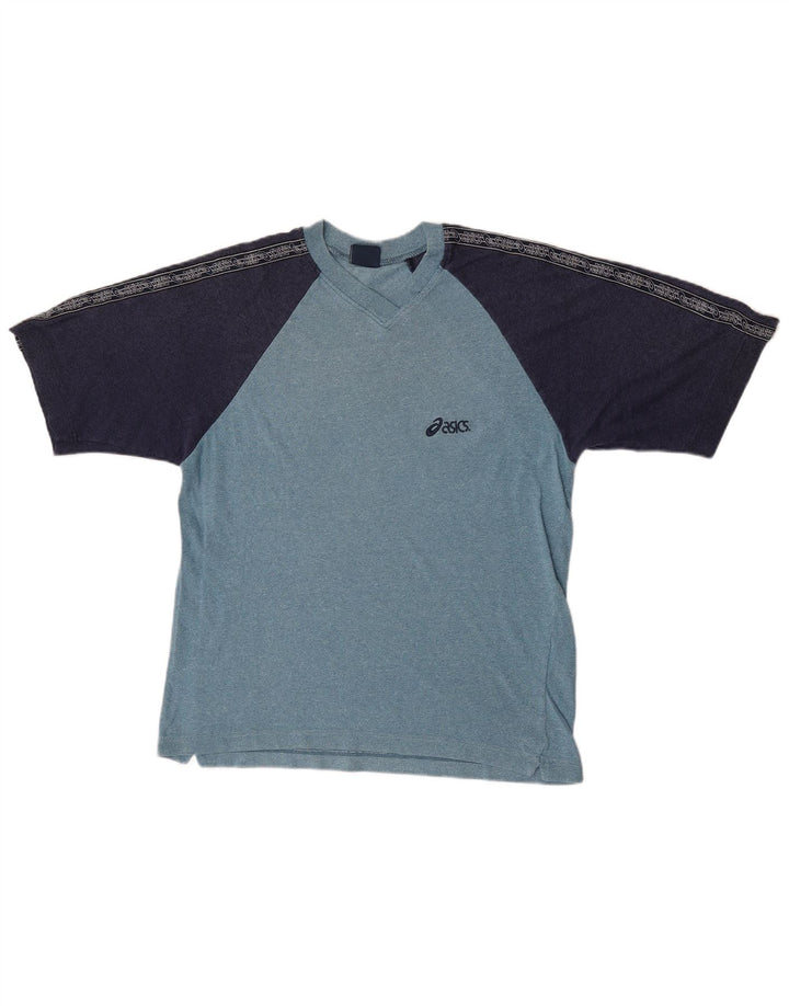 Asics Herre grafisk T-shirt Top Medium Blue Colourblock Bomuld