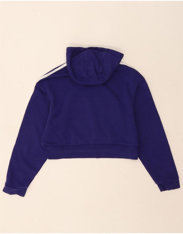 Adidas Girls Crop Graphic Hoodie Jumper 12-13 år Blå Bomuld