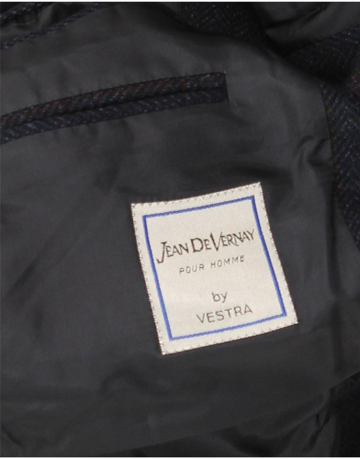 Vestra Herre 3 Button Blazer Jacket UK 40 Large Navy Blue Herringbone