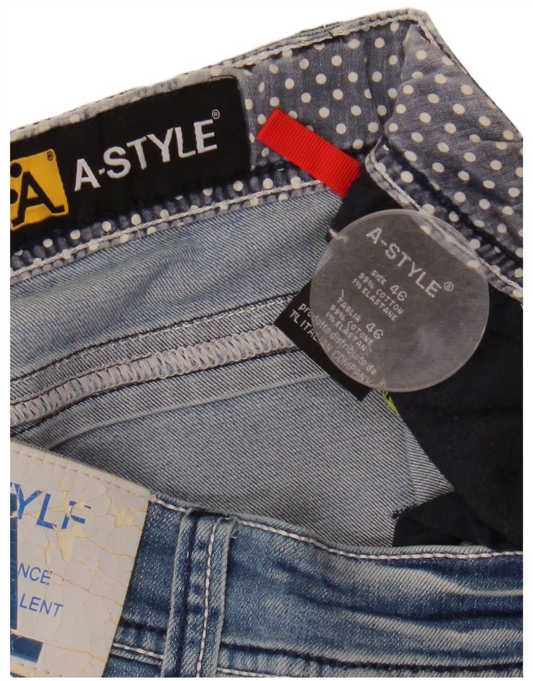 A-Style Dame Slim Jeans IT 46 Large W33 L36 Blå Bomuld