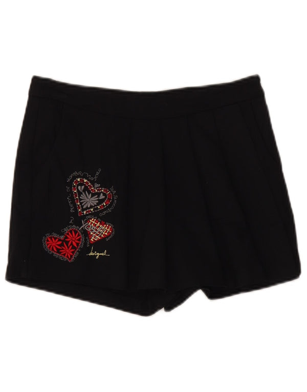 DESIGUAL Kvinders grafiske fastlåste fritidsshorts W24 XS Sort bomuldshjerte