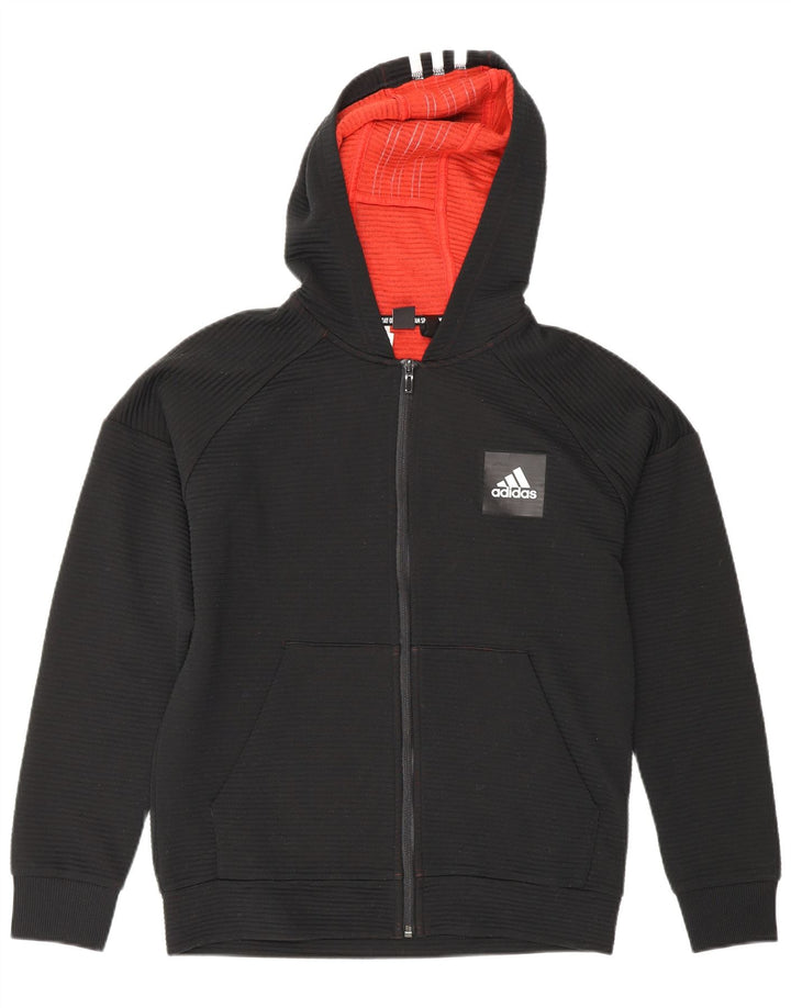 Adidas hættetrøje med lynlås til drenge 13-14 år Sort polyester