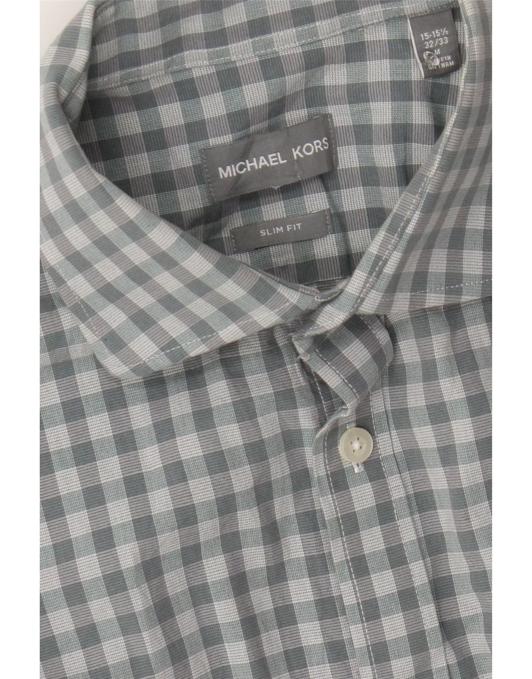 MICHAEL KORS Mens Slim Fit Shirt Size 15 1/2 Medium Grey Check Cotton Vintage Michael Kors and Second-Hand Michael Kors from Messina Hembry 