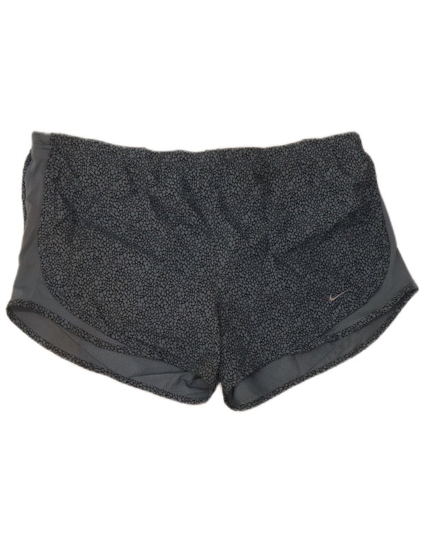 NIKE Dame Dri Fit Sportshorts UK 16 Large Grå Animal Print Polyester