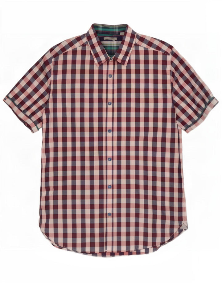 Ted Baker Kortærmet Herreskjorte Størrelse 3 Medium Flerfarvet Gingham