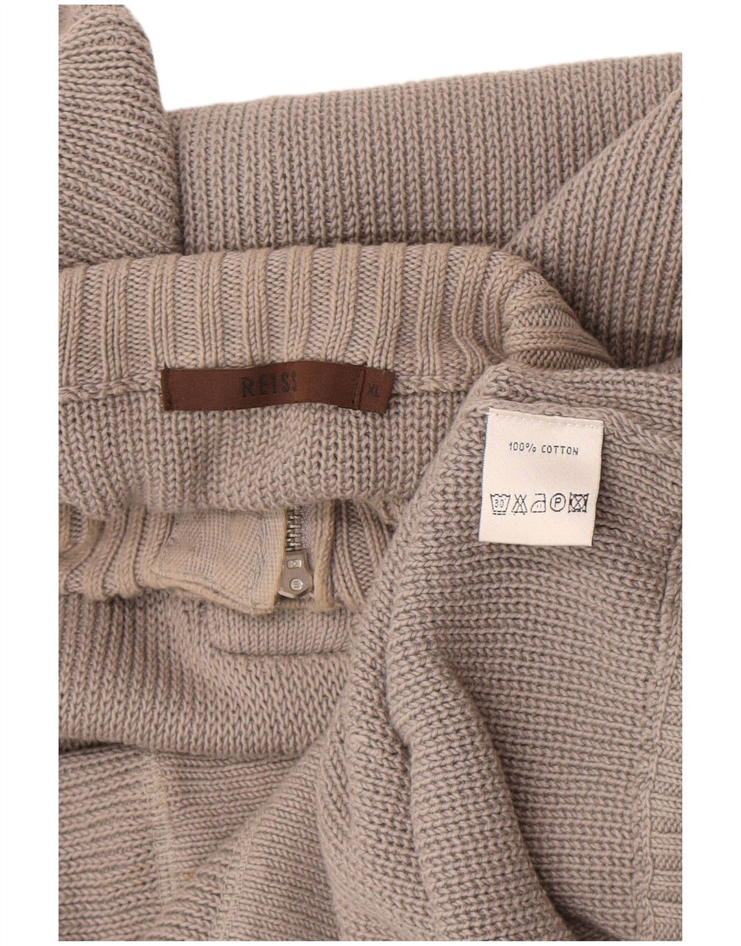 Reiss Herre Button Neck Jumper Sweater XL Grå Bomuld