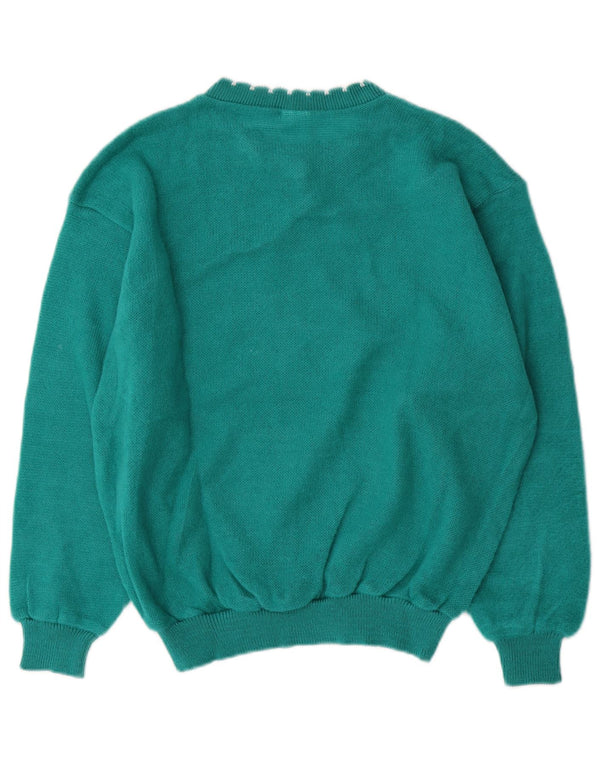 Vintage dame sweater med rund hals DK 16 Stor grøn akryl