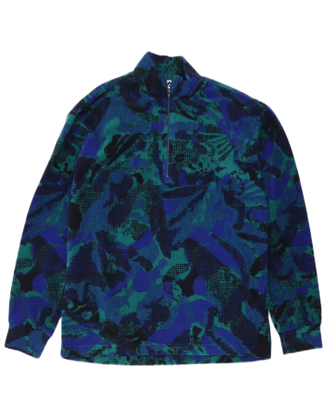 Fila Herre abstrakt mønster Fleece Jumper IT 48 Medium Blue Colourblock