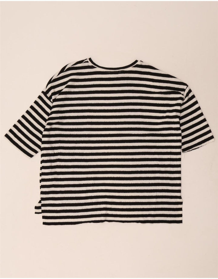 Zara Dame Oversized T-Shirt Top UK 14 Medium Sort Stribet