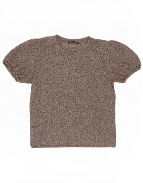 Zara Damebluse Top UK 12 Medium Grey Flecked