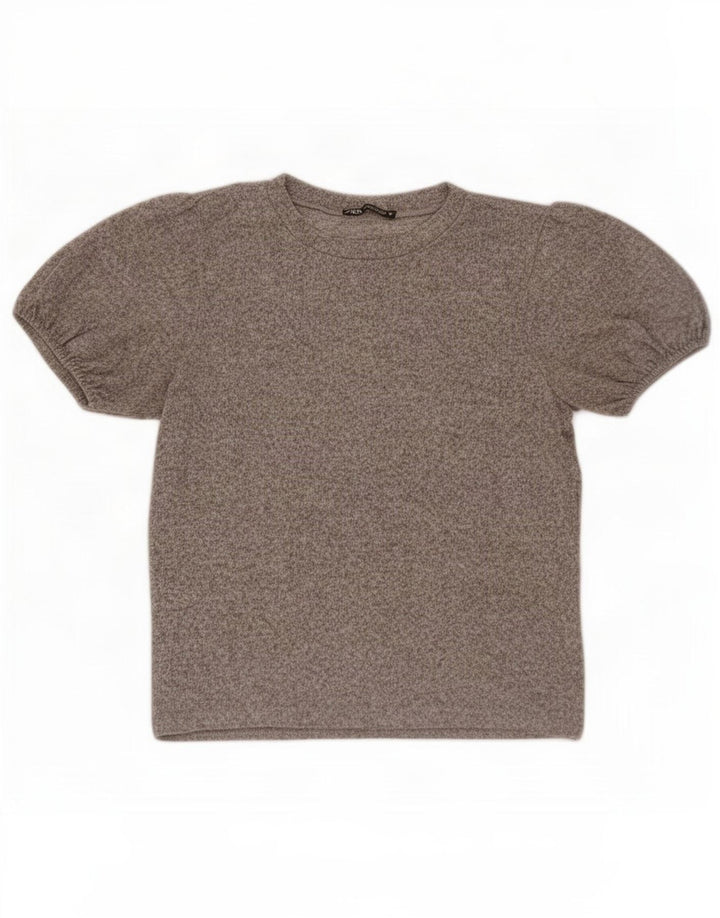 Zara Damebluse Top UK 12 Medium Grey Flecked