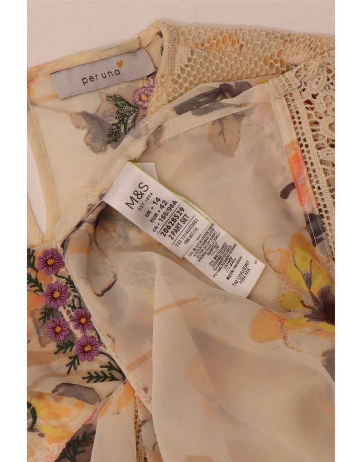 Marks & Spencer Dame Per Una 3/4-ærmet bluse Top UK 14 Large Off White