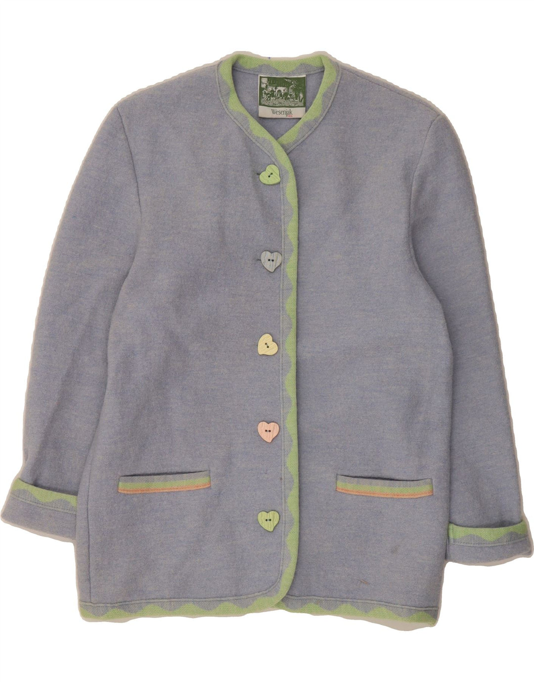 WESENJAK Womens 5 Button Blazer Jacket IT 44 Large Blue Wool Vintage Wesenjak and Second-Hand Wesenjak from Messina Hembry 
